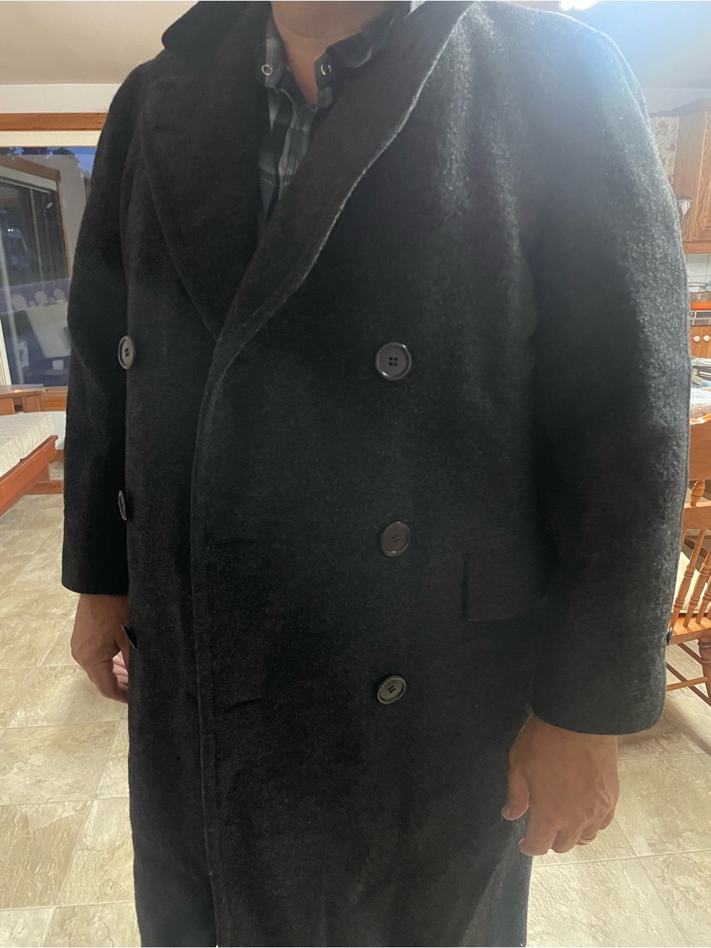 Classic Men's Black Double-Breasted Wool Coat